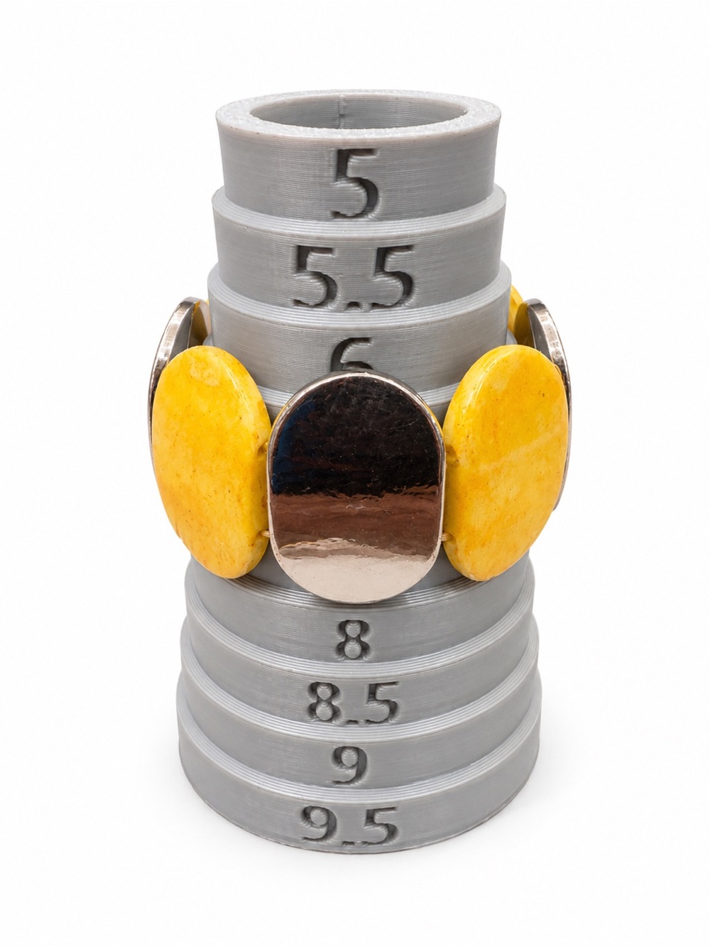 Yellow Acrylic & Mirrored Stretch Bracelet Modern Statement Fashion Jewelry - Picture 3 of 5